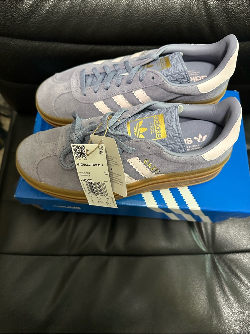 New with box Adidas JQ1297 Gazelle Bold J in a Silver/Violet. Women size  7